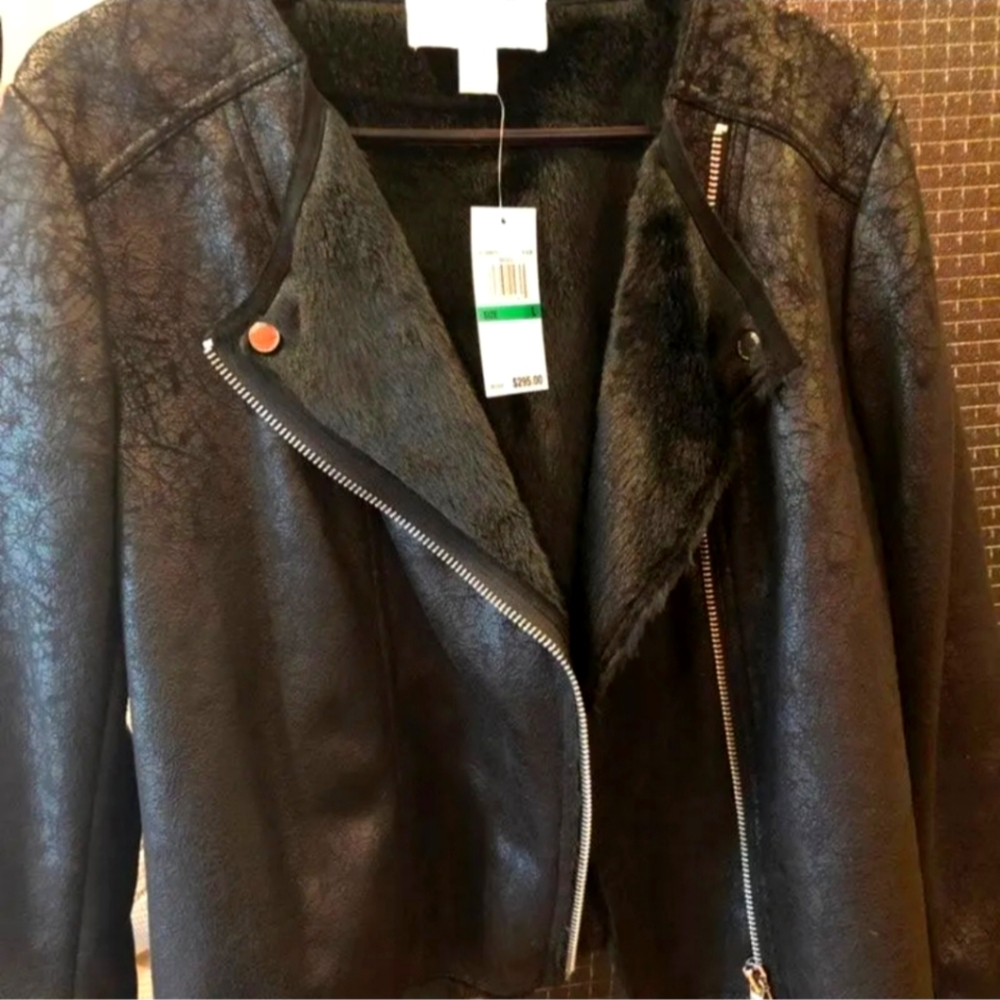 Michael kors fur lined moto jacket